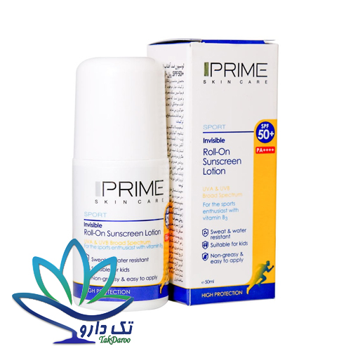 لوسیون رولی ضد آفتاب SPF50 پریم فاقد رنگ 50 میلی لیتر